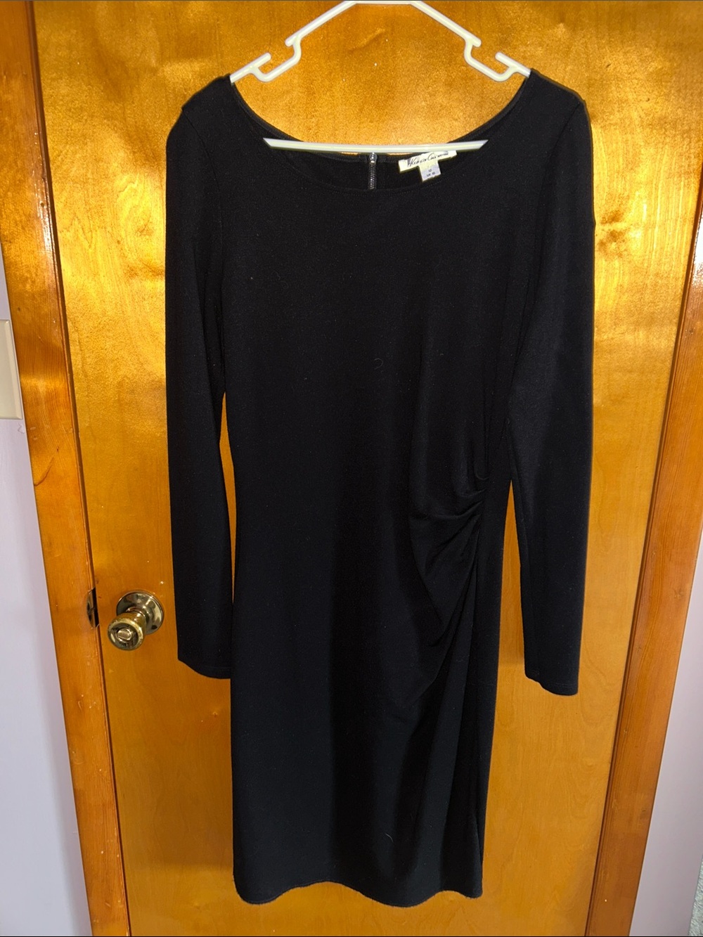 Kenneth Cole New York Black Long-Sleeve Draped Sheath Dress